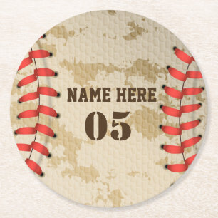 Aangepaste  Baseball Name Number Retro Ronde Kartonnen Onderzetter