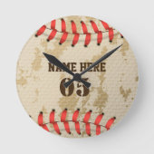 Aangepaste  Baseball Name Number Retro Ronde Klok (Voorkant)