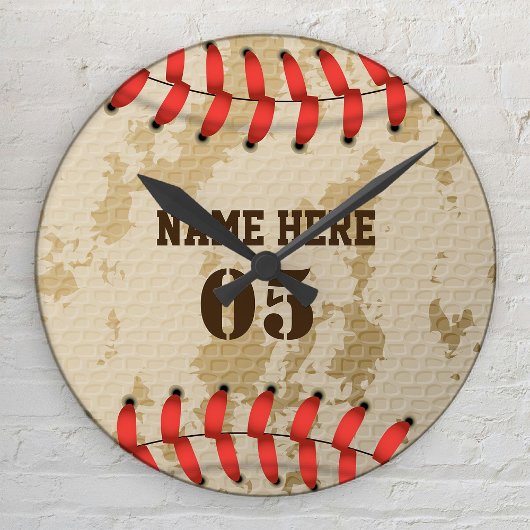 Aangepaste  Baseball Name Number Retro Ronde Klok