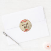 Aangepaste  Baseball Name Number Retro Ronde Sticker (Envelop)