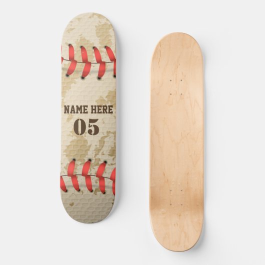 Aangepaste  Baseball Name Number Retro Skateboard (Voorkant)