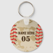 Aangepaste  Baseball Name Number Retro Sleutelhanger (Voorkant)