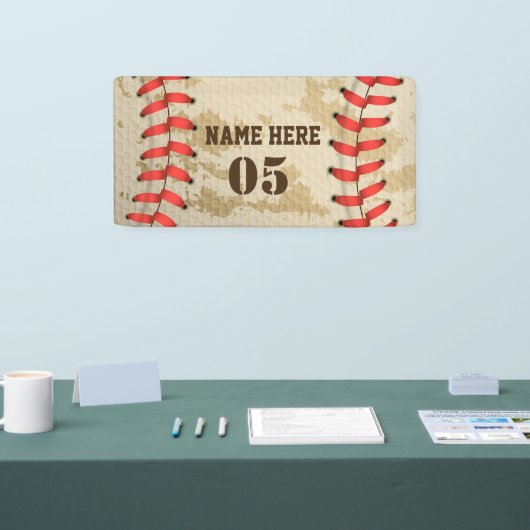 Aangepaste  Baseball Name Number Retro Spandoek (Beurs)