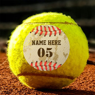 Aangepaste Baseball Name Number Retro Tennisballen