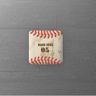Aangepaste  Baseball Name Number Retro Vierkante Button 5,1 Cm
