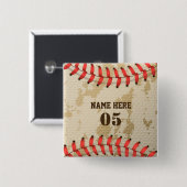 Aangepaste  Baseball Name Number Retro Vierkante Button 5,1 Cm (Voorkant /achterkant)