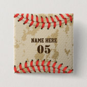 Aangepaste  Baseball Name Number Retro Vierkante Button 5,1 Cm (Voorkant)