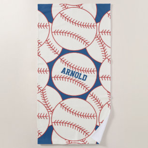 Aangepaste Baseball Pattern Blue Beach Towel Strandlaken