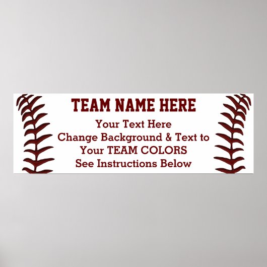 Aangepaste Baseball Poster Banner 36 in X 12 in (Voorkant)