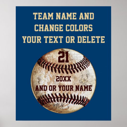 Aangepaste Baseball-Posters met Jouw tekst en KLEU Poster (Voorkant)