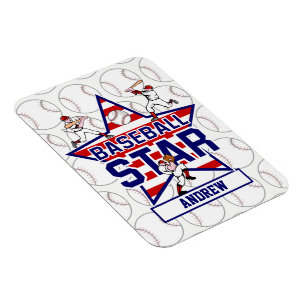 Aangepaste Baseball Star en strepen Magneet