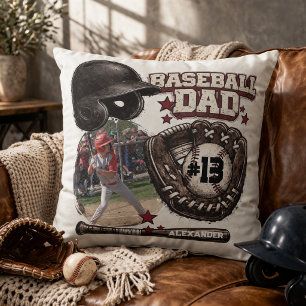 Aangepaste Baseball Vader Foto Naam Kussen
