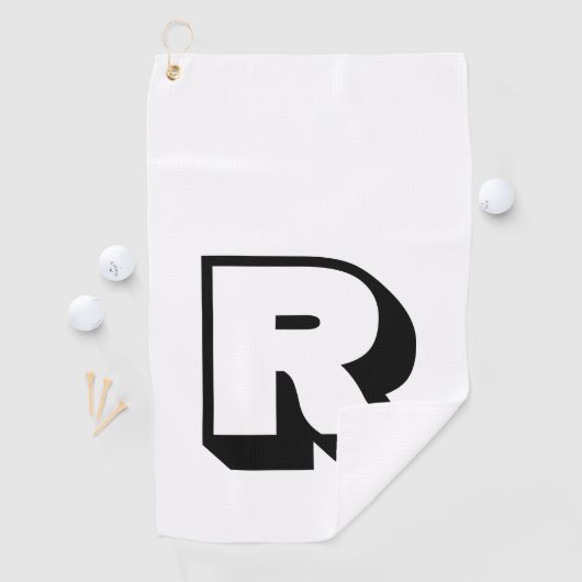 Aangepaste Basic Black Monogram Golfhanddoek (Insitu)