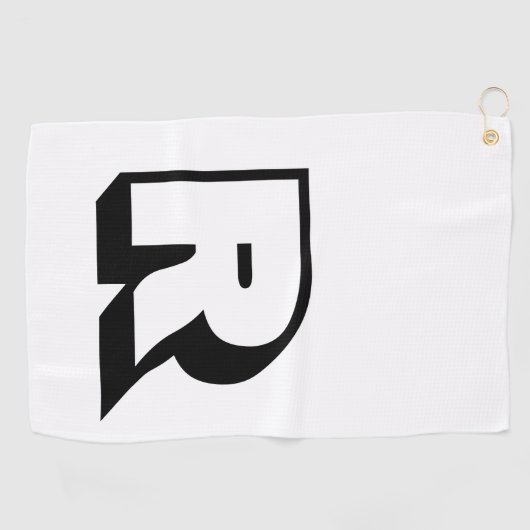 Aangepaste Basic Black Monogram Golfhanddoek (Horizontaal)