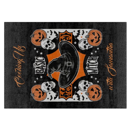 Aangepaste Basic Witch Board Skulls Halloween look Snijplank (Voorkant)