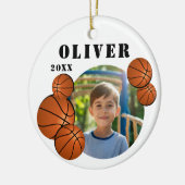 Aangepaste basketbal bal sportfoto keramisch ornament (Links)