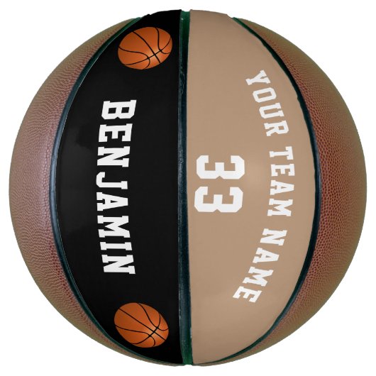 Aangepaste Basketbal met Speler Nummer Teamnaam (Verticaal)