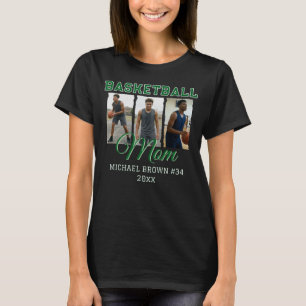 Aangepaste Basketbal Moeder 3 Foto Collage Naam Nu T-shirt