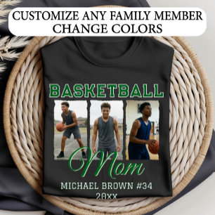Aangepaste Basketbal Moeder 3 Foto Collage Naam Nu T-shirt