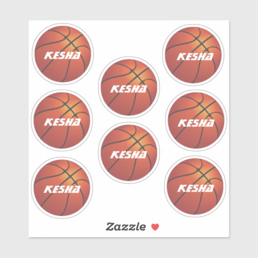 Aangepaste basketbal stickers toevoegen jouw naam  (Vel)