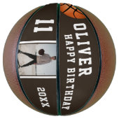Aangepaste Basketball Ball Happy Birthday met foto Basketbal (Verticaal)
