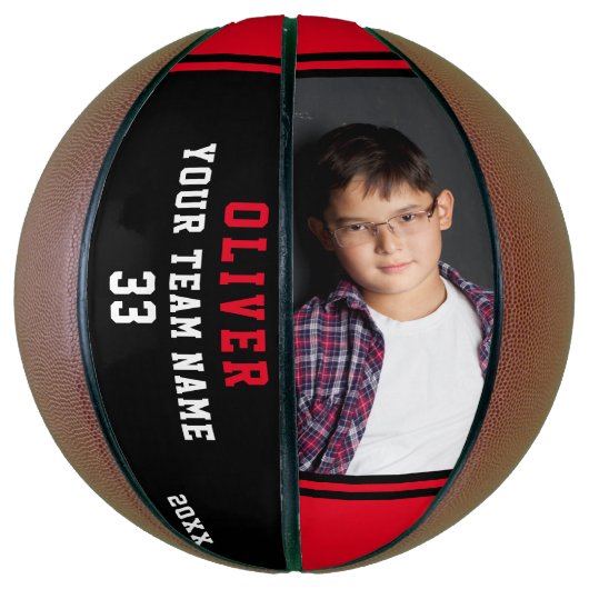 Aangepaste Basketball met teamnaamnummer Foto Basketbal (Verticaal)