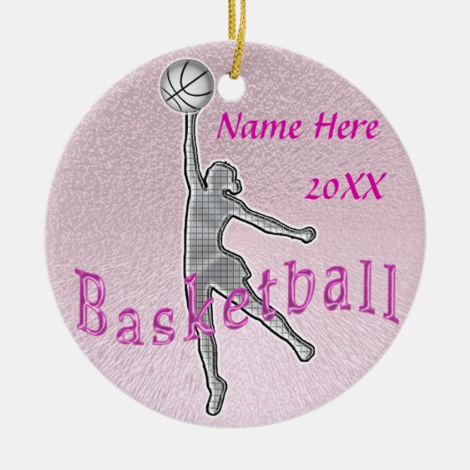 Aangepaste Basketball Ornaments YEAR en NAME Keramisch Ornament (Voorkant)