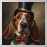 Aangepaste Basset Hound Rode Vlinderdas Kunstposte