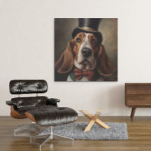 Aangepaste Basset Hound Rode Vlinderdas Kunstposte