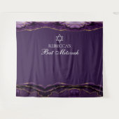 Aangepaste Bat Mitzvah Party Paarse Gouden Fotocab Wandkleed (Voorkant (horizontaal))