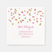 Aangepaste Bat Mitzvah Servet Mint Goud Roze Confe (Voorkant)