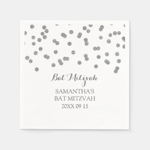 Aangepaste Bat Mitzvah Servet Mint Silver Confetti
