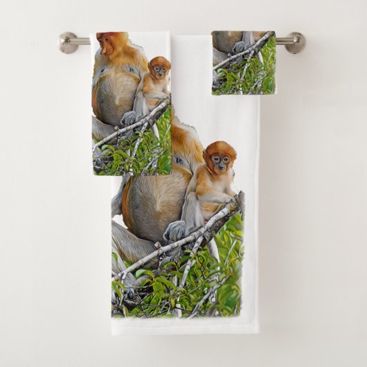 Aangepaste Bathroom set - Proboscis Monkey Bad Handdoek (Insitu)