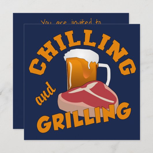 Aangepaste BBQ-uitnodigingen voor chilling en gril Kaart (Voorkant / Achterkant)
