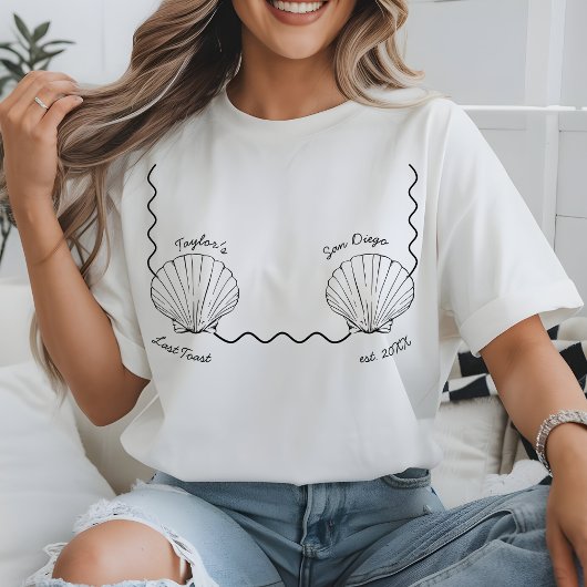 Aangepaste Beach Bachelorette laatste toast op de T-shirt