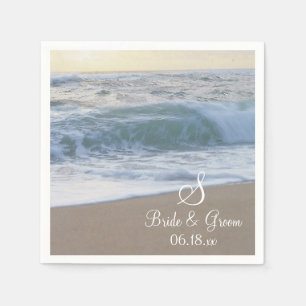 Aangepaste beach bruiloft monogram namen Datum Pp Servet