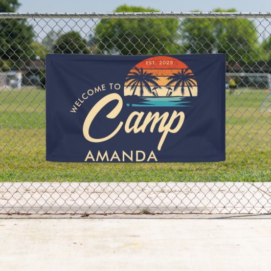 Aangepaste Beach Camp Bachelorette Party Spandoek (Insitu)