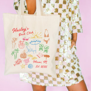 Aangepaste Beach Club Bachelorette Kust Tote Bag
