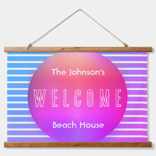 Aangepaste beach House Sign Hangend Wandkleed