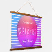 Aangepaste beach House Sign Hangend Wandkleed (Gebogen)