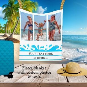 Aangepaste Beach Splash Photo Fleece Blanket Deken
