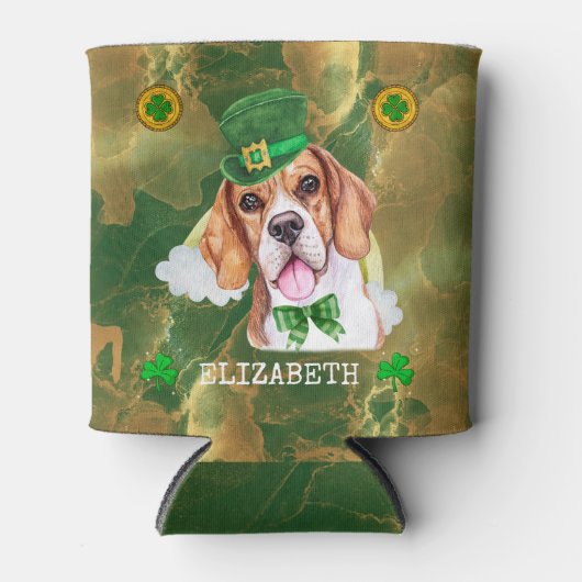 Aangepaste beagle Gold St. Patricks Blikjeskoeler (Voorkant)