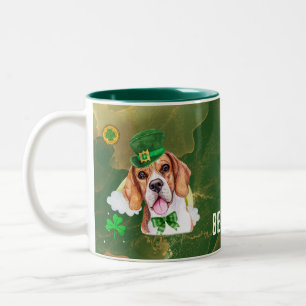 Aangepaste Beagle Goud St. Patrick's Dag Tweekleurige Koffiemok