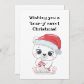 Aangepaste Beary Eerste Kerst QR Code Wenskaart Feestdagenkaart (Voorkant / Achterkant)