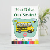Aangepaste bedankkaart voor schoolbuschauffeur cad (Staand voorkant)