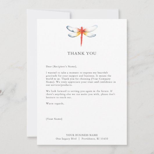 Aangepaste bedankkaarten voor Business Red Dragonf Bedankkaart (Voorkant)