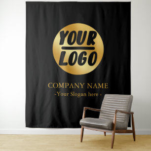 Aangepaste bedrijf gouden logo achtergrond voor ev wandkleed