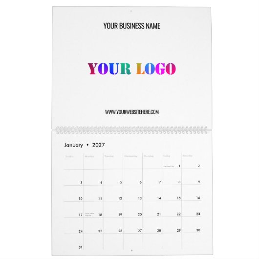Aangepaste Bedrijf Logo en Tekst Bedrijfskalender Kalender (Jan 2027)