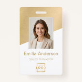 Aangepaste Bedrijf Logo Medewerker Foto Geborsteld Badge (Voorkant)