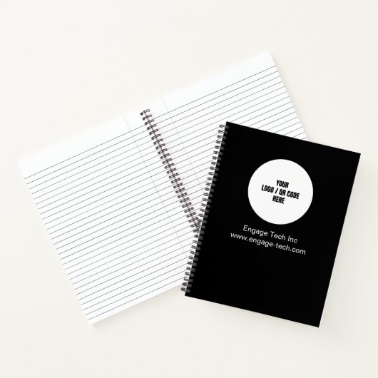 Aangepaste Bedrijf Logo Naam Zwart Modern Minimali Notitieboek (Binnen)